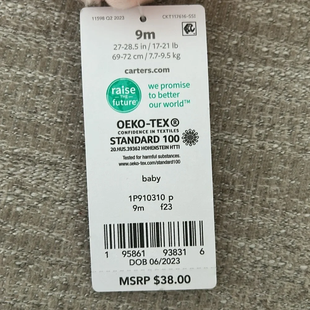 Carters hooded fleece Pink/white unicorn 1 piece outfit/costume. Size 9 mo. NWT - Picture 12 of 12